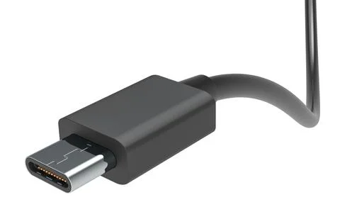 USB-C charging data cable, type C male. 3D rendering Stock Illustration