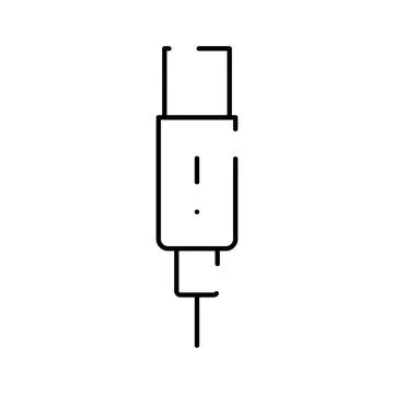 Usb c connector line icon for data transfer Stock Illustration