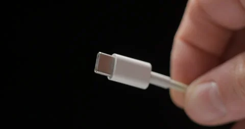 USB-C connexion cable macro rotating slow motion Stock-Footage 281040332