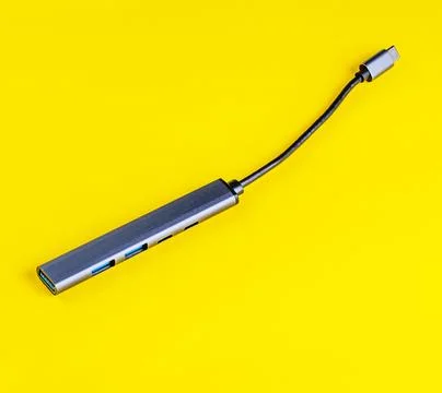 This USB-C hub provides multiple ports for connecting various devices, perf.. Stock Photos
