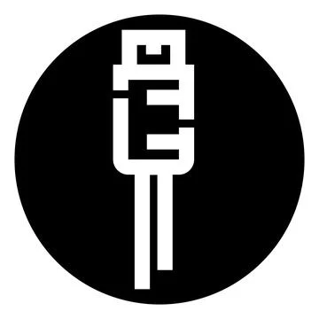 Usb c port interface icon on black background Stock Illustration