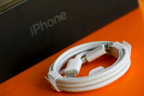 USB-C type to Lightning fast charging cable Foto stock