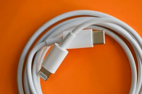 USB-C type to Lightning fast charging cable Stock Photos