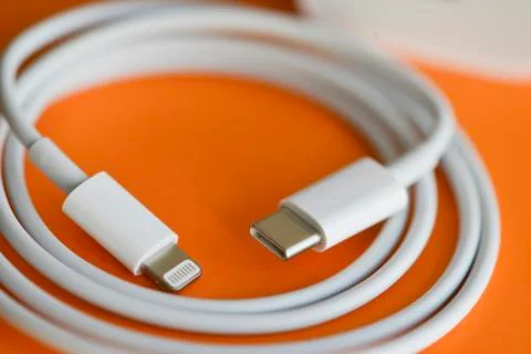 USB-C type to Lightning-fast charging cable Stock Photos