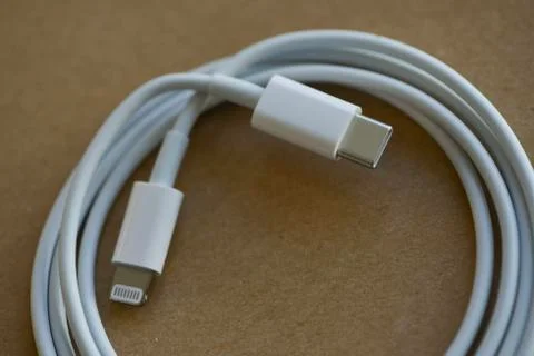 USB-C type to Lightning fast charging cable of with iPhone 11 Pro Ma Stock Photos