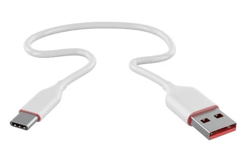 USB C to USB A charging cable. 3D rendering Illustrazione stock