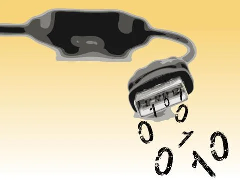 USB Cable with Binary Numbers Illustrazione stock