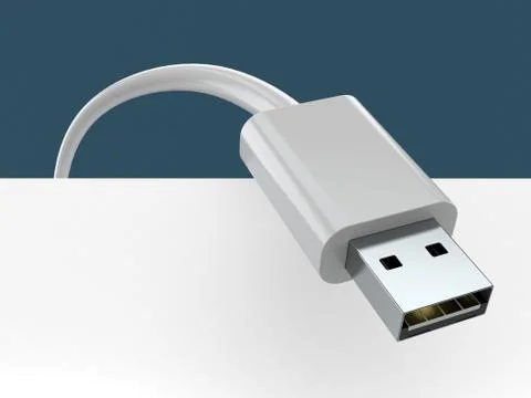 USB cable on blue background Stock Illustration