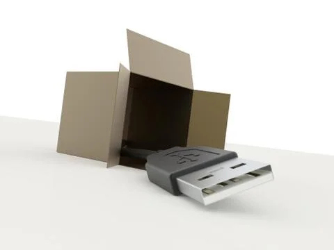 Usb cable with box isolated 스톡 일러스트