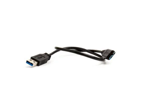 USB cable close up on white background. Charge, plugging, equipment and elect Stock Photos