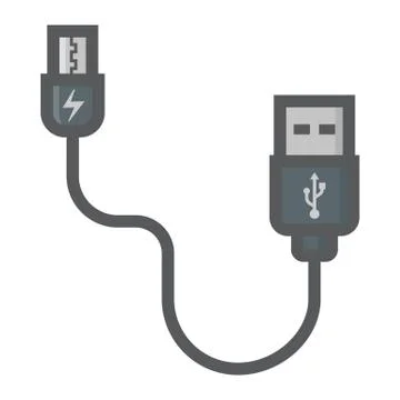 USB cable colorful line icon, connector 스톡 일러스트