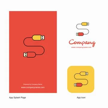 USB cable Company Logo App Icon and Splash Page Design. Creative Business App 스톡 일러스트