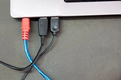 USB cable connected Stock Photos
