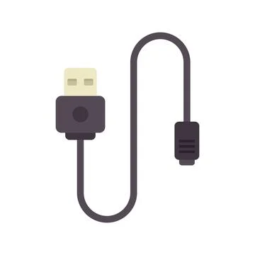 Usb cable connecting to device for data transfer and charging Stock Illustration