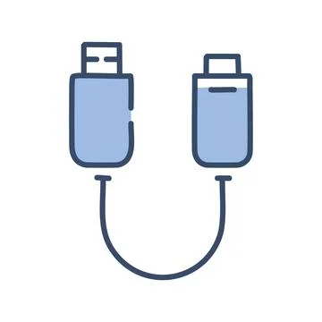 Usb cable connection. Illustration of a USB cable connecting two devices, r.. Stock Illustration