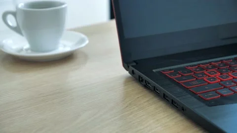 The USB cable connection to laptop, close up view. Stock Footage 132806960