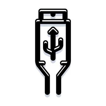 Usb cable connector with data transfer symbol Stock Illustration