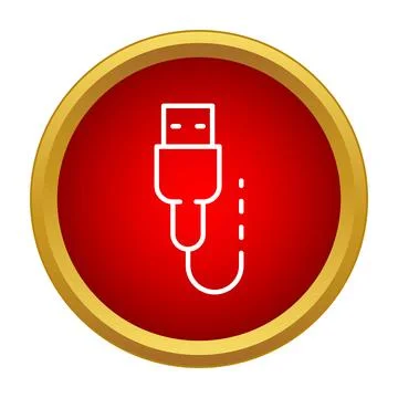 Usb cable connector icon in red circle Stock Illustration