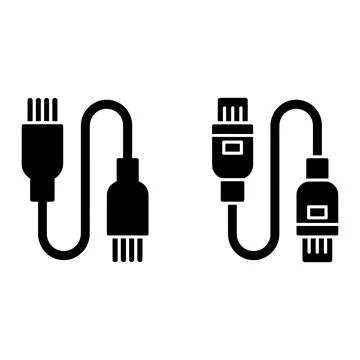 USB Cable Connector Icons Set Stock Illustration