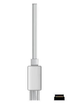 Usb cable connector, mini b. Realistic vector of phone jack for cabling in white Stock Illustration