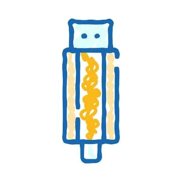 Usb cable connector port doodle hand drawing Stock Illustration