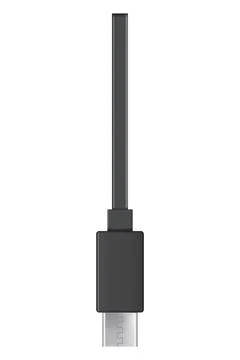 Usb cable connector, Type C. Realistic vector of phone jack for cabling in black Stock Illustration