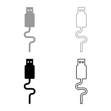 USB cable connector type A data set icon grey black color vector illustrati.. イラスト素材