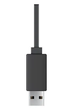 Usb cable connector, Type A. Realistic vector of phone jack for cabling in black Stock Illustration