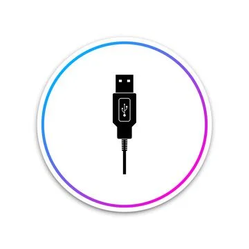 USB cable cord icon isolated on white background. Connectors and sockets for PC Stock Illustration
