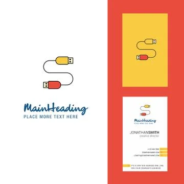 USB cable Creative Logo and business card. vertical Design Vector Stock Illustration
