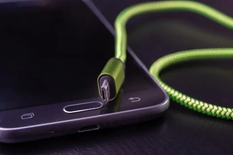 A usb cable for data transfer and phone charging. Telephone and accessories o Foto stock