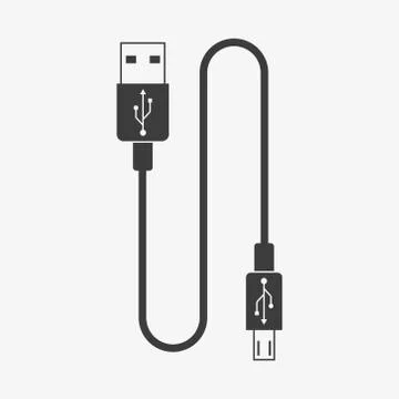 USB cable, flat design. Vector illustration. Isolated. Stock Illustration