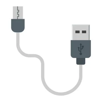 USB cable flat icon, connector and charger 스톡 일러스트