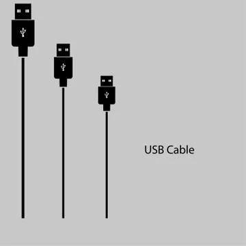 USB a cable on  gray background Stock Illustration
