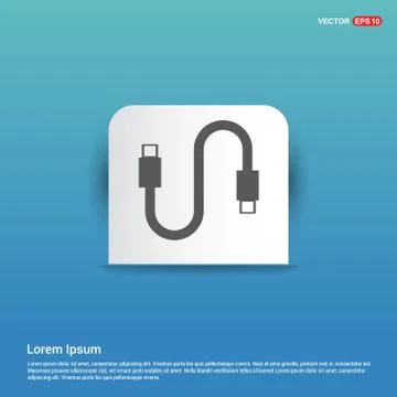 USB Cable Icon - Blue Sticker button Stock Illustration