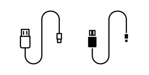 USB cable icon collection in black, Line icons, flat symbols Stock-Illustration