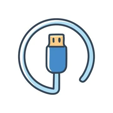 Usb cable icon. Colorful vector icon of a USB connector with a cable wrappe.. Illustrazione stock
