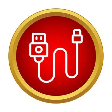 Usb cable icon for data transfer and charging Stock Illustration