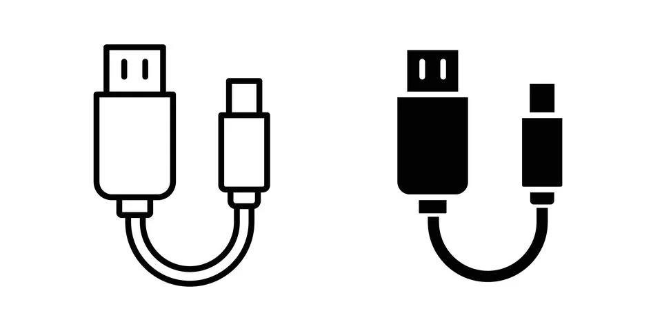 USB cable icon design. Illustration icons in linear and clipart pack Stock Illustration