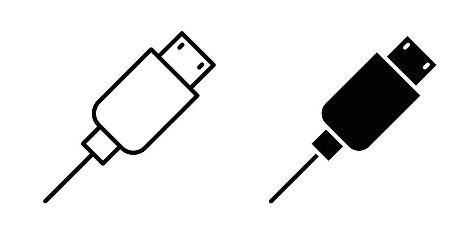 USB cable icon for design projects and web UI Illustrazione stock