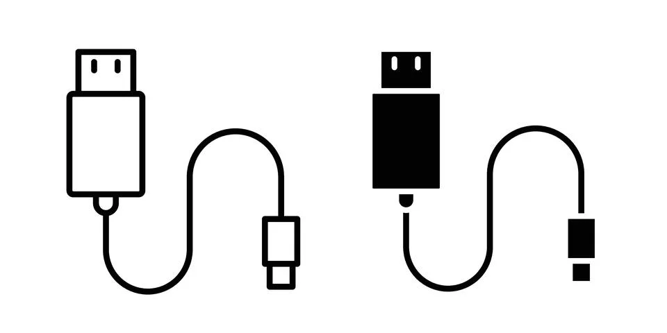 USB cable icon modern style vectors set Stock Illustration