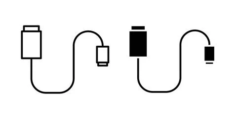 USB cable icon symbol. Vector illustration pack in black color. Stock Illustration