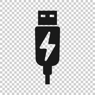 Usb cable icon in transparent style. Electric charger vector illustration on  Stock Illustration