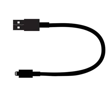 Usb cable icon on white background. flat style. Charger USB Cable symbol. Stock Illustration