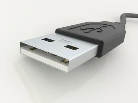 Usb with cable isolated on white background Stock Illustration