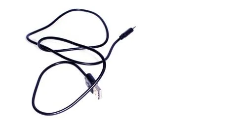 USB cable isolated on white background. Smartphone charger. Foto stock
