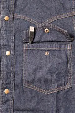 Usb cable in jean pocket Stock Photos
