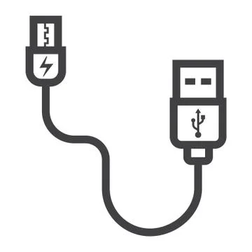 USB cable line icon, connector and charger イラスト素材