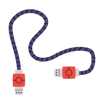 Usb Cable as Personal Computer Accessory and Component Vector Illustration Stock Illustration