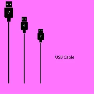 USB a cable on  pink background Stock Illustration